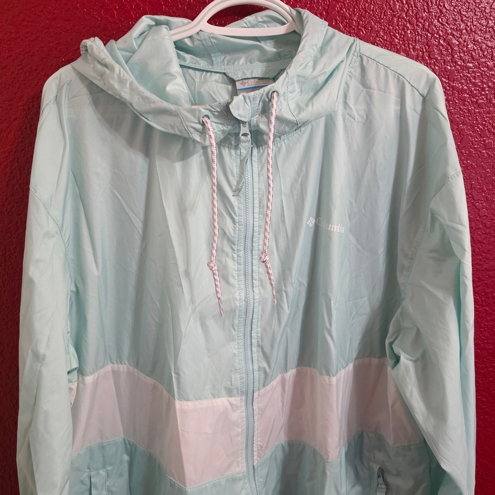 Columbia Flash Forward Windbreaker Jacket Mint White XXL XL2812 Womens Full Zip - Picture 3 of 7